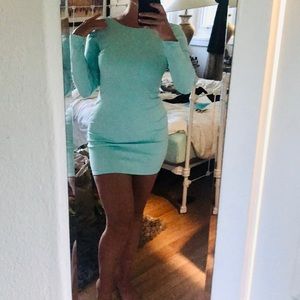 🤍 Fashion Nova Turquoise Bodycon Open Back Dress